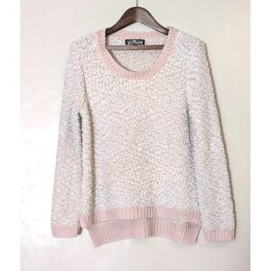 Almost Famous Women Pink Pullover Sweater XL Slub Textured Knit Cozy Loose Knit